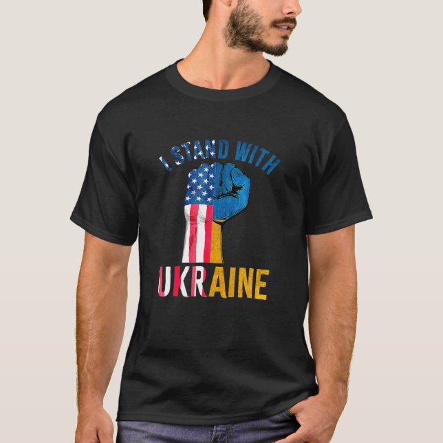 Ich stehe mit der Unterstützung der Ukraine UK RAI T-Shirt (Vorderseite)