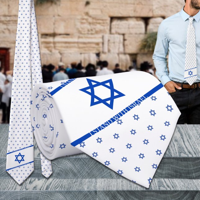 Ich stehe mit Israel blauer weißer Star von David Krawatte (I Stand With Israel Blue White Star Of David Neck Tie in support of Israel Baruch Hashem )