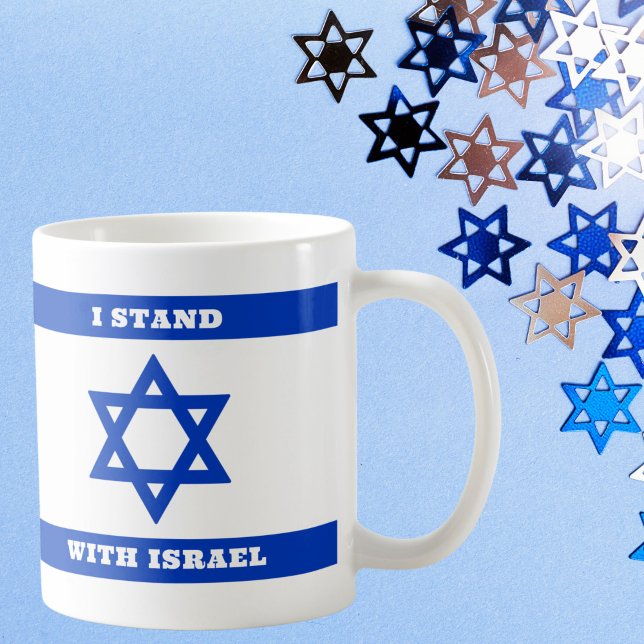 Ich stehe mit Israel, der patriotischen blauen Fla Kaffeetasse (Von Creator hochgeladen)