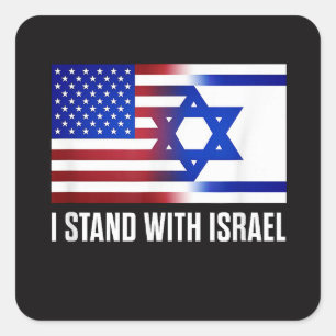 Ich stehe mit Israel patriotisch Quadratischer Aufkleber