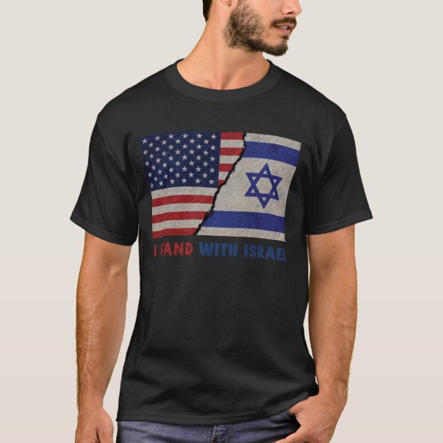 Ich stehe mit Israel, Patriotische Flagge der USA  T-Shirt (Vorderseite)