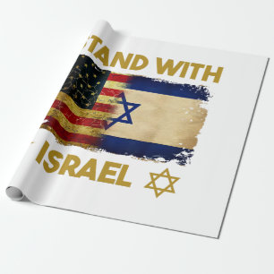 Ich stehe mit Israel Shirt da, das ich mit Israel Geschenkpapier