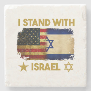 Ich stehe mit Israel Shirt da, das ich mit Israel Steinuntersetzer