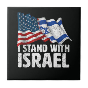 Ich stehe mit Israel USA Amerikanische Flagge Fliese