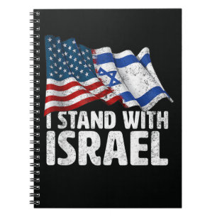 Ich stehe mit Israel USA Amerikanische Flagge  Notizblock