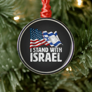 Ich stehe mit Israel USA Amerikanische Flagge Ornament Aus Metall