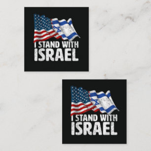 Ich stehe mit Israel USA Amerikanische Flagge  Quadratische Visitenkarte
