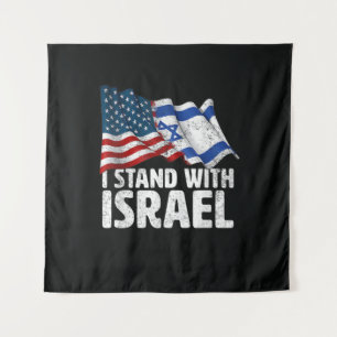 Ich stehe mit Israel USA Amerikanische Flagge Wandteppich