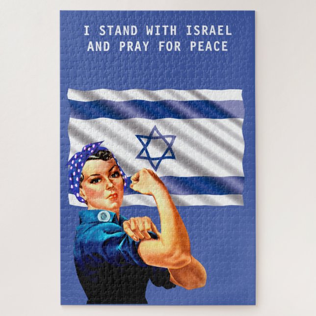 Ich stehe mit Israel Vintag Rosie & Flag Puzzle (Vertikal)