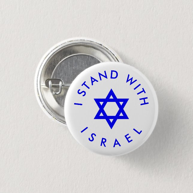 Ich stehe mit Israel weiß und blau Star von David Button (Vorne & Hinten)