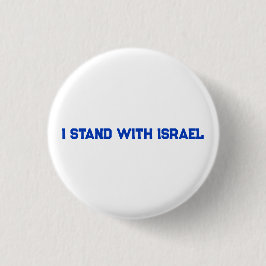 Ich stehe mit Israel, weißer, blauer Serienschrift Button