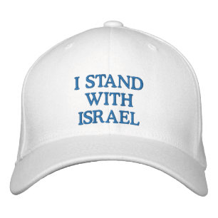 Ich stehe mit Israel, weißer und blauer Text Bestickte Baseballkappe