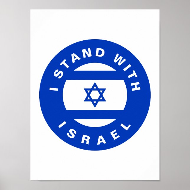 Ich stehe mit Israel-Zoll-Text und -Flagge Poster (Vorne)
