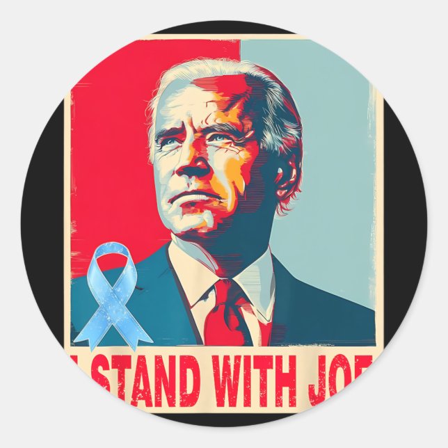 Ich stehe mit Joe Support Biden Prostatakrebs pra Runder Aufkleber (Vorderseite)