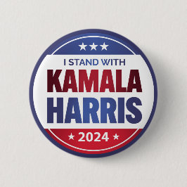 Ich stehe mit Kamala Harris 2024 Blue Stroke Button