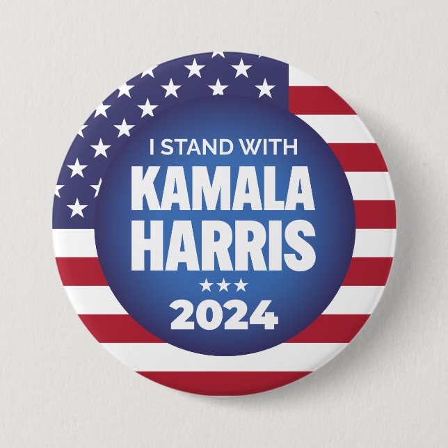 Ich stehe mit Kamala Harris 2024 Button (Vorderseite)