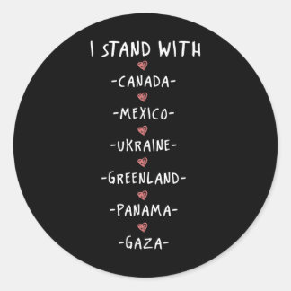 Ich stehe mit Kanada Mexiko Ukraine Grönland Panam Runder Aufkleber