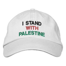 Ich stehe mit Palästina schwarz-grün weißer Text Bestickte Baseballkappe