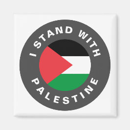 Ich stehe mit palästinensischer Zoll-Textflagge Magnet