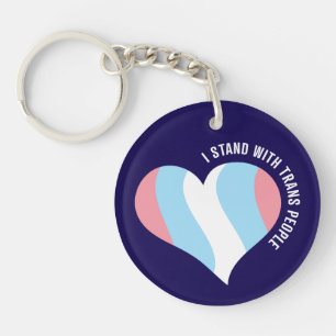 Ich stehe mit Trans People Herzkette Schlüsselanhänger