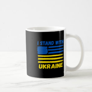 Ich stehe mit Ukraine Blau und Gelb USA-Flagge Ukr Kaffeetasse
