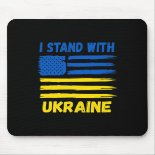 Ich stehe mit Ukraine Blau und Gelb USA-Flagge Ukr Mousepad