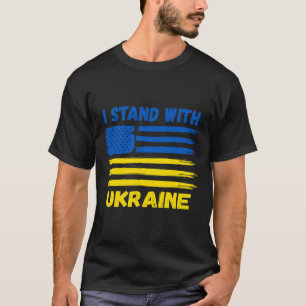 Ich stehe mit Ukraine Blau und Gelb USA-Flagge Ukr T-Shirt