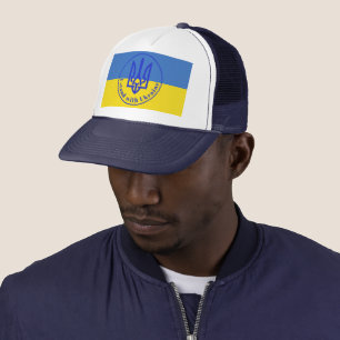 Ich stehe mit Ukraine Blue Yellow Trident Trucker Truckerkappe