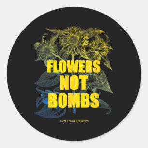 Ich stehe mit Ukraine Blumen nicht Bomben Frieden  Runder Aufkleber