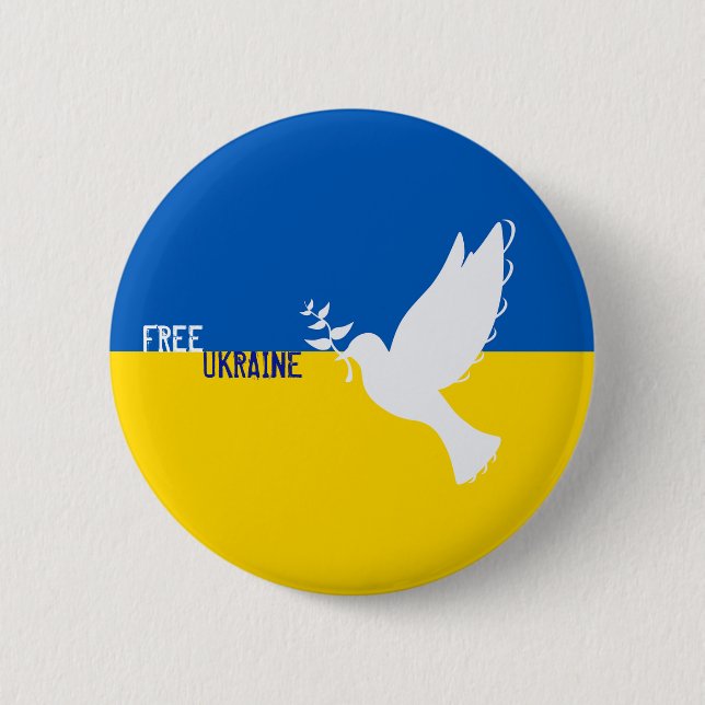 Ich stehe mit Ukraine Button!!! Freie Ukraine-Tast Button (Vorderseite)