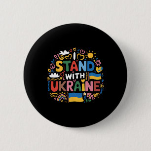 Ich stehe mit Ukraine Farbige Ukraine Frieden Männ Button