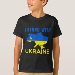 Ich stehe' mit Ukraine-Flaggen-Emblem-Karte Patrio T-Shirt