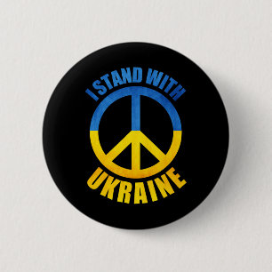 Ich stehe mit Ukraine Friedenssymbol Button