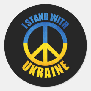 Ich stehe mit Ukraine Friedenssymbol Runder Aufkleber
