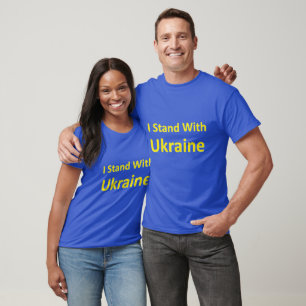 Ich stehe mit Ukraine Gelb auf blau T-Shirt