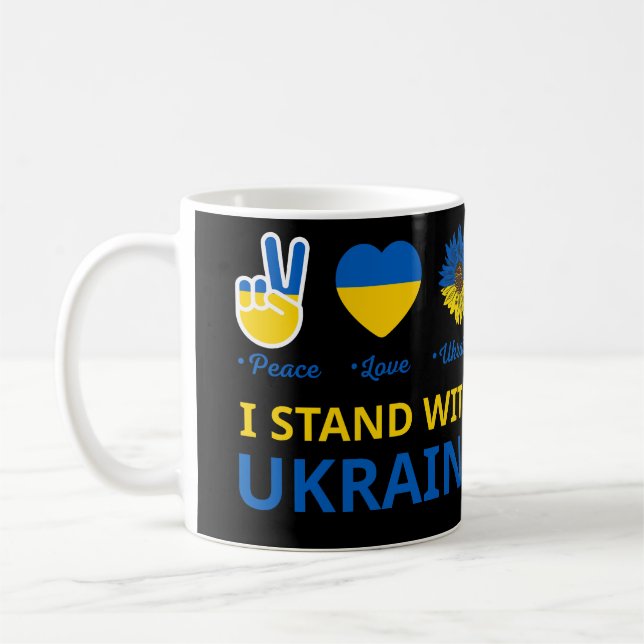 Ich stehe mit ukraine kaffeetasse (Links)