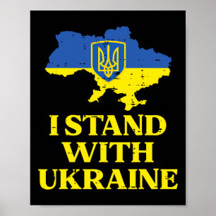 Ich stehe mit Ukraine Karte Ukrainische Unterstütz Poster