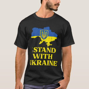 Ich stehe mit Ukraine Karte Ukrainische Unterstütz T-Shirt
