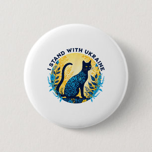 Ich stehe mit Ukraine Katze floral Ukraine starke Button