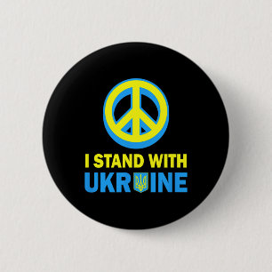 Ich stehe mit Ukraine Shirt Ukrainische Flagge Kei Button