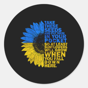 Ich stehe mit Ukraine Sonnenblume Ukraine-Flagge U Runder Aufkleber