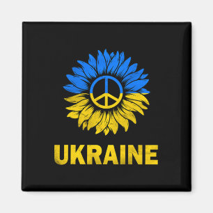 Ich stehe mit Ukraine Sonnenblumen-Flagge Ukraine  Magnet
