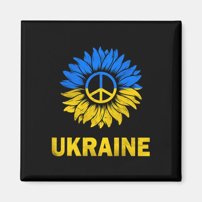 Ich stehe mit Ukraine Sonnenblumen-Flagge Ukraine  Magnet (Vorne)