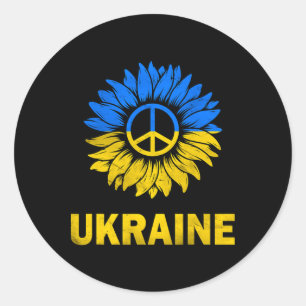 Ich stehe mit Ukraine Sonnenblumen-Flagge Ukraine Runder Aufkleber