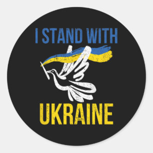 Ich stehe mit Ukraine Taube Frieden Pro-Ukraine  Runder Aufkleber