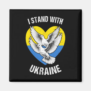 Ich stehe mit Ukraine Ukrainische Flagge Herz Taub Magnet
