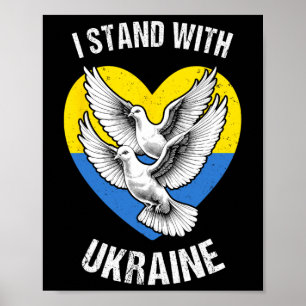 Ich stehe mit Ukraine Ukrainische Flagge Herz Taub Poster