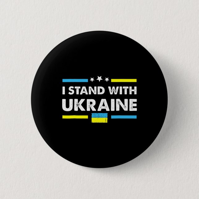 Ich stehe mit Ukraine Ukrainische Flagge unterstüt Button (Vorderseite)