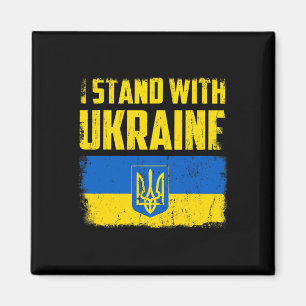 Ich stehe mit Ukraine Ukrainische Flagge Vintage Magnet