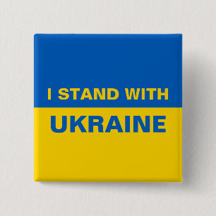 Ich stehe mit ukrainischer Flagge Button